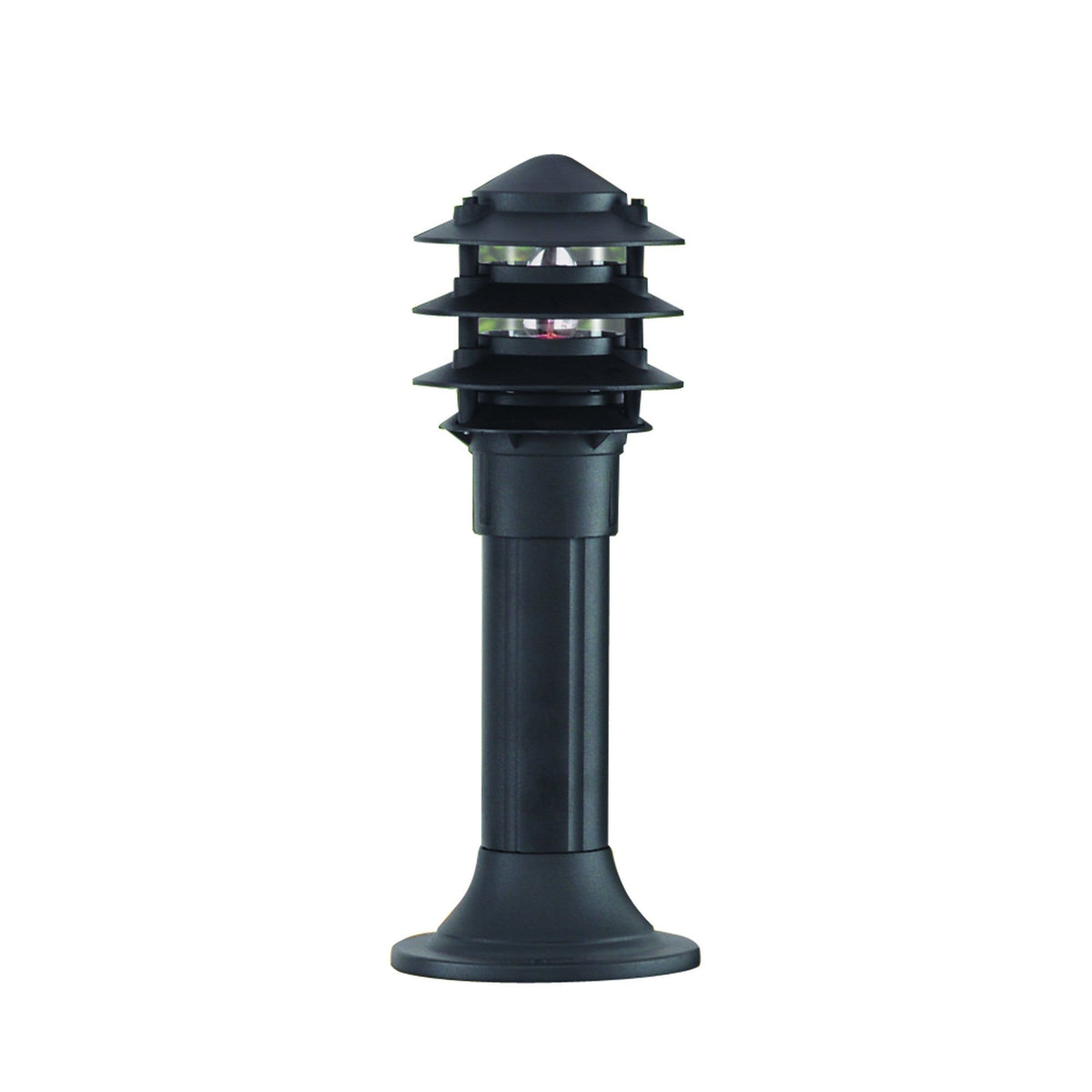 DIE CAST ALUMINIUM IP44 BLACK BOLLARD LIGHT WITH GLASS DIFFUSER 45cm - Cusack Lighting