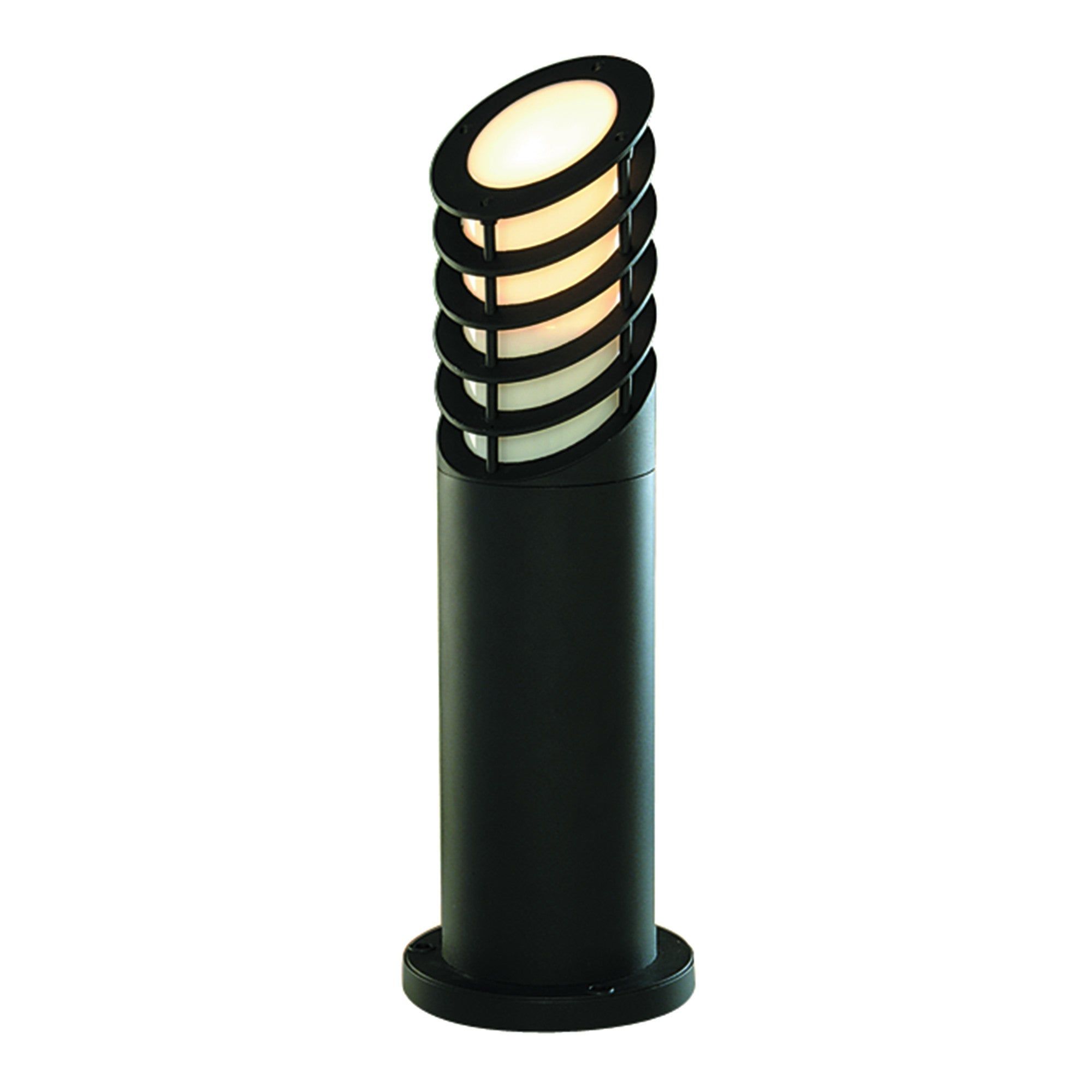 DIE CAST ALUMINIUM IP44 BLACK BOLLARD LIGHT WITH WHITE POLYCARBONATE DIFFUSER - Cusack Lighting