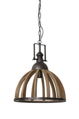 Djem Medium Hanging Lamp - Wood Top Zinc Finish