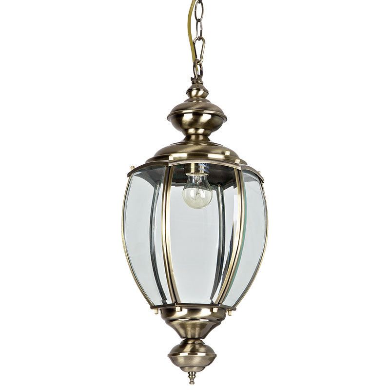 Cambridge 1Lt Pendant Lantern, Antique Brass / Polished Chrome