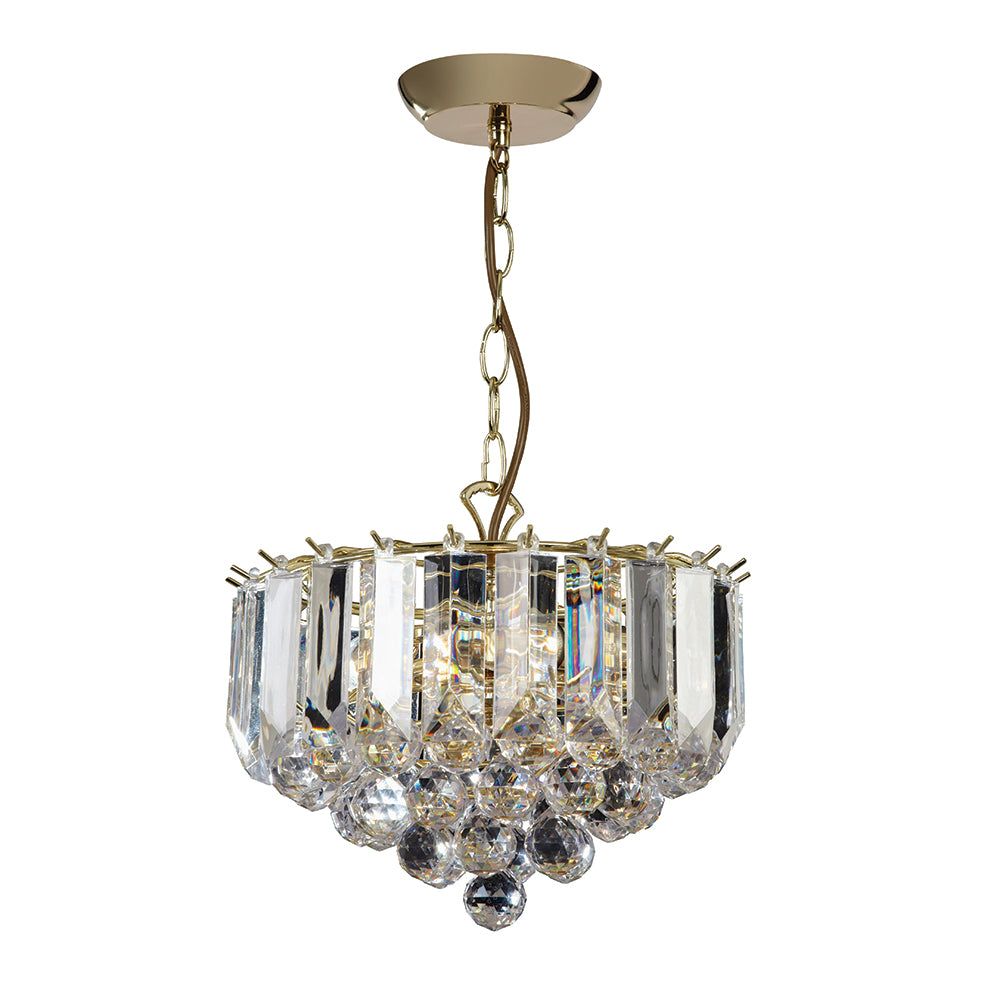 Gresham 3Lt Crystal Centre Light Small - Brass Finish