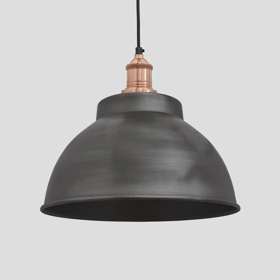Brooklyn Dome Pendant - 13 Inch - Pewter