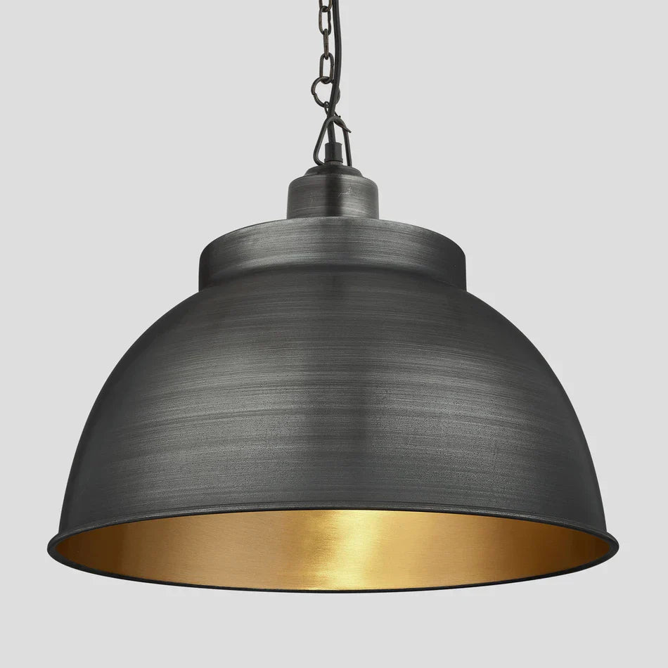Brooklyn Dome Pendant - 17 Inch - Pewter & Brass