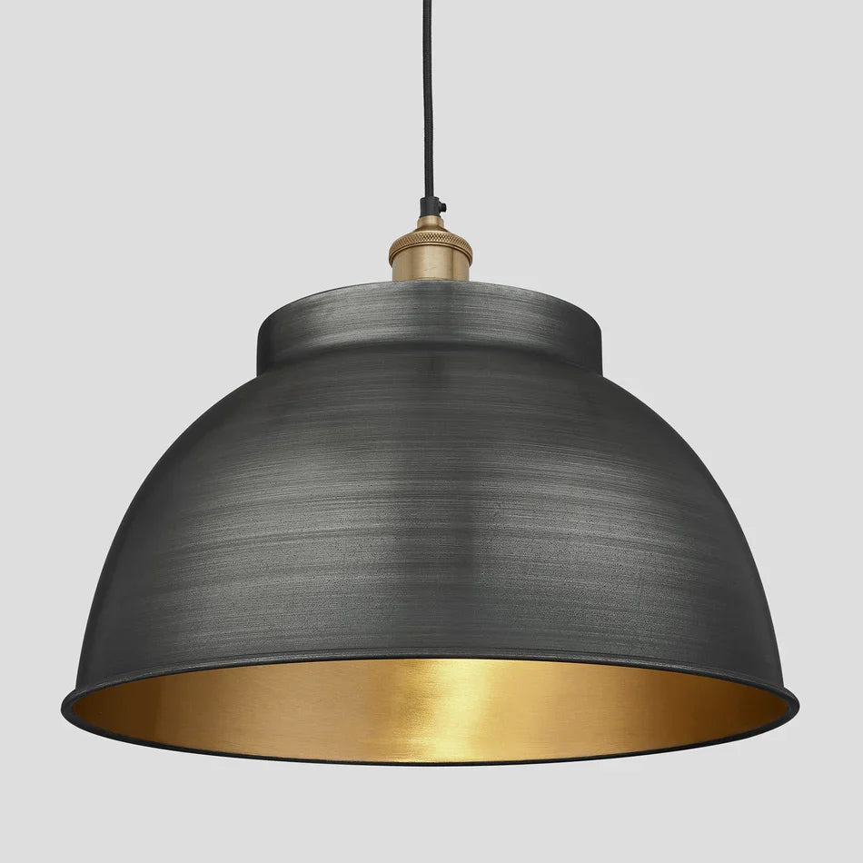 Brooklyn Dome Pendant - 17 Inch - Pewter & Brass