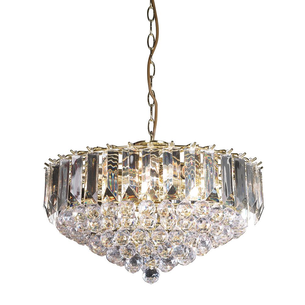 Fargo 6Lt Crystal Centre Light Large - Brass Finish