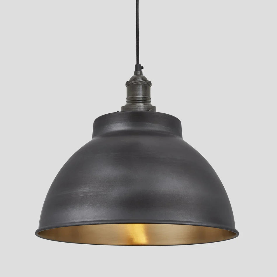 Brooklyn Dome Pendant - 13 Inch - Pewter & Brass