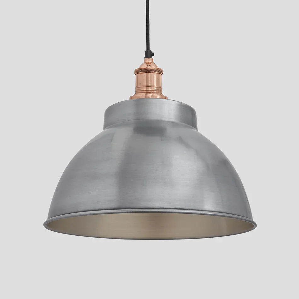 Brooklyn Dome Pendant - 13 Inch - Light Pewter