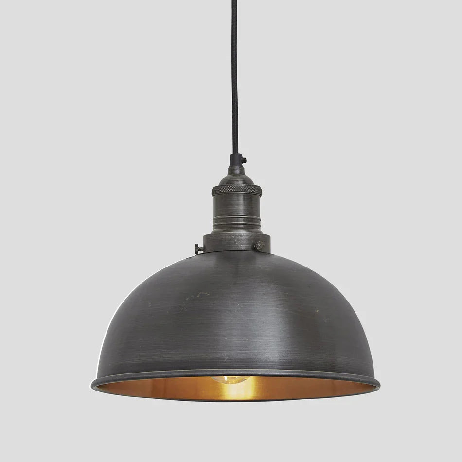 Brooklyn Dome Pendant - 8 Inch - Pewter & Copper
