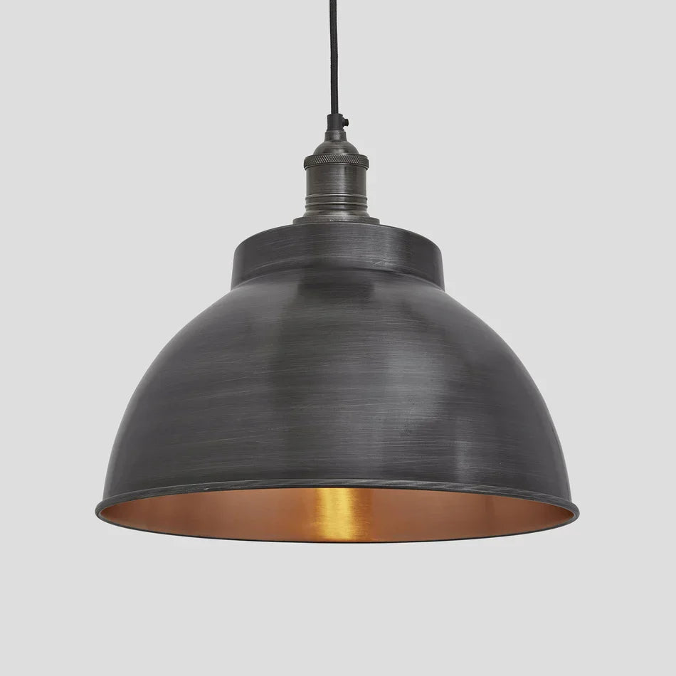 Brooklyn Dome Pendant - 13 Inch - Pewter & Copper