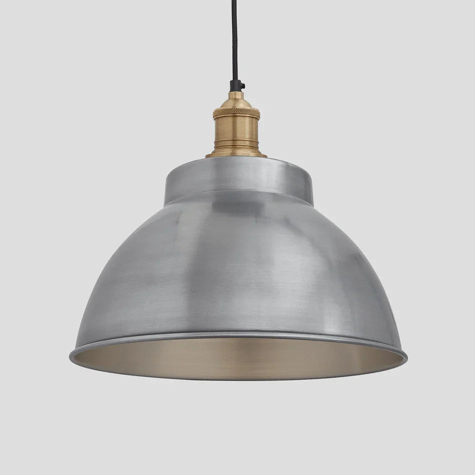 Brooklyn Dome Pendant - 13 Inch - Light Pewter