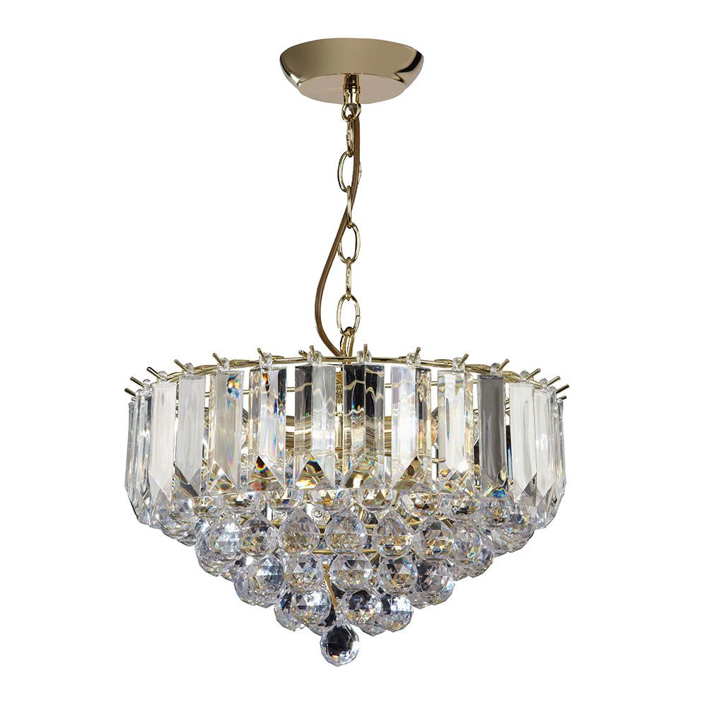 Gresham 3Lt Crystal Centre Light Large - Brass Finish