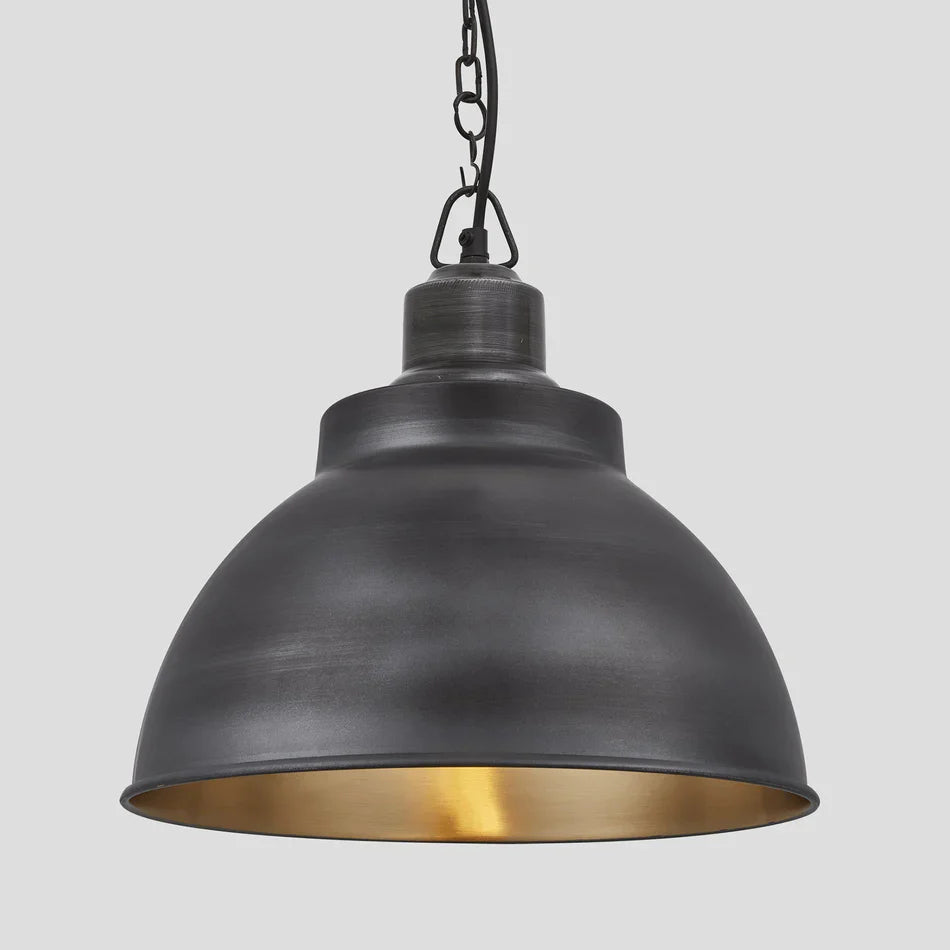 Brooklyn Dome Pendant - 13 Inch - Pewter & Brass