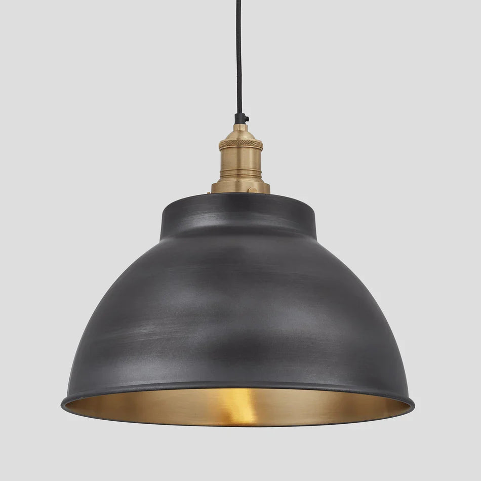 Brooklyn Dome Pendant - 13 Inch - Pewter & Brass