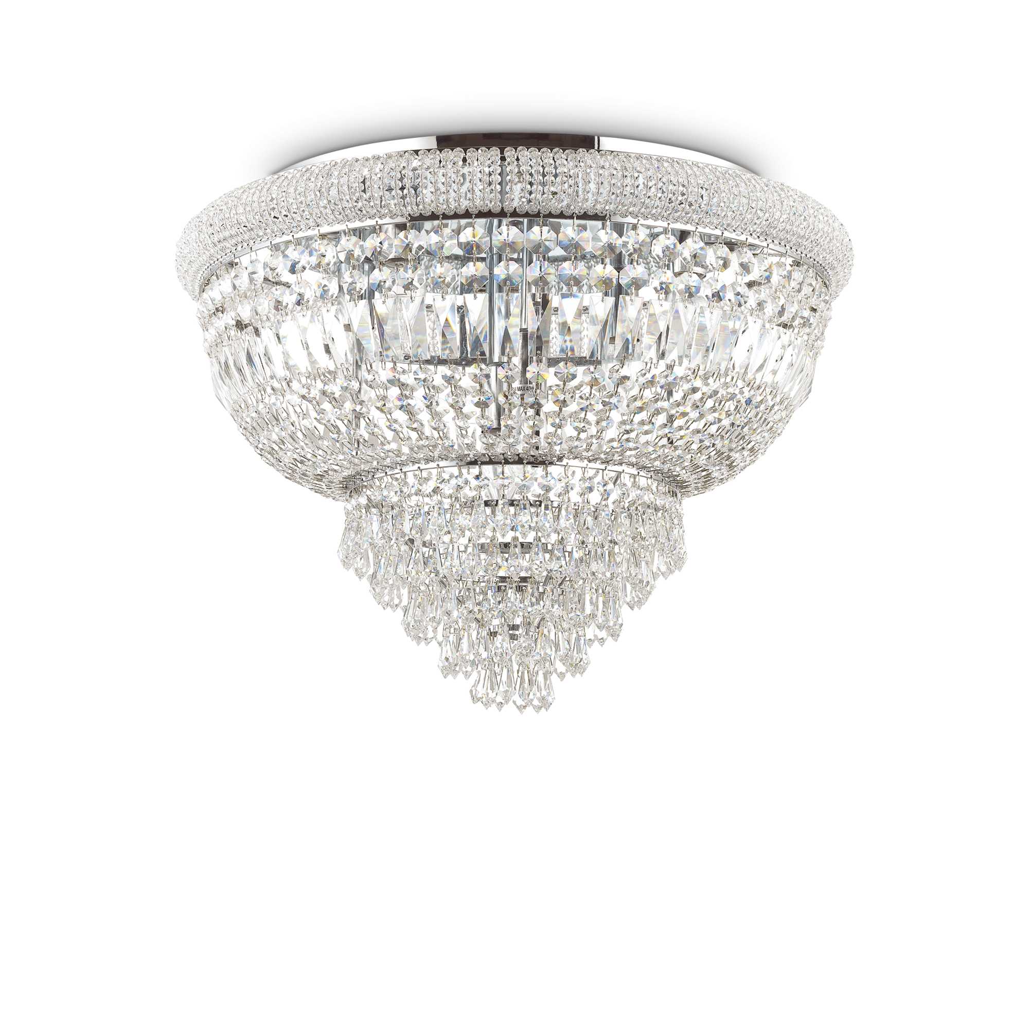 Dubai Flush Crystal F3/6/24Lt - Chrome/Brass Finish - Cusack Lighting