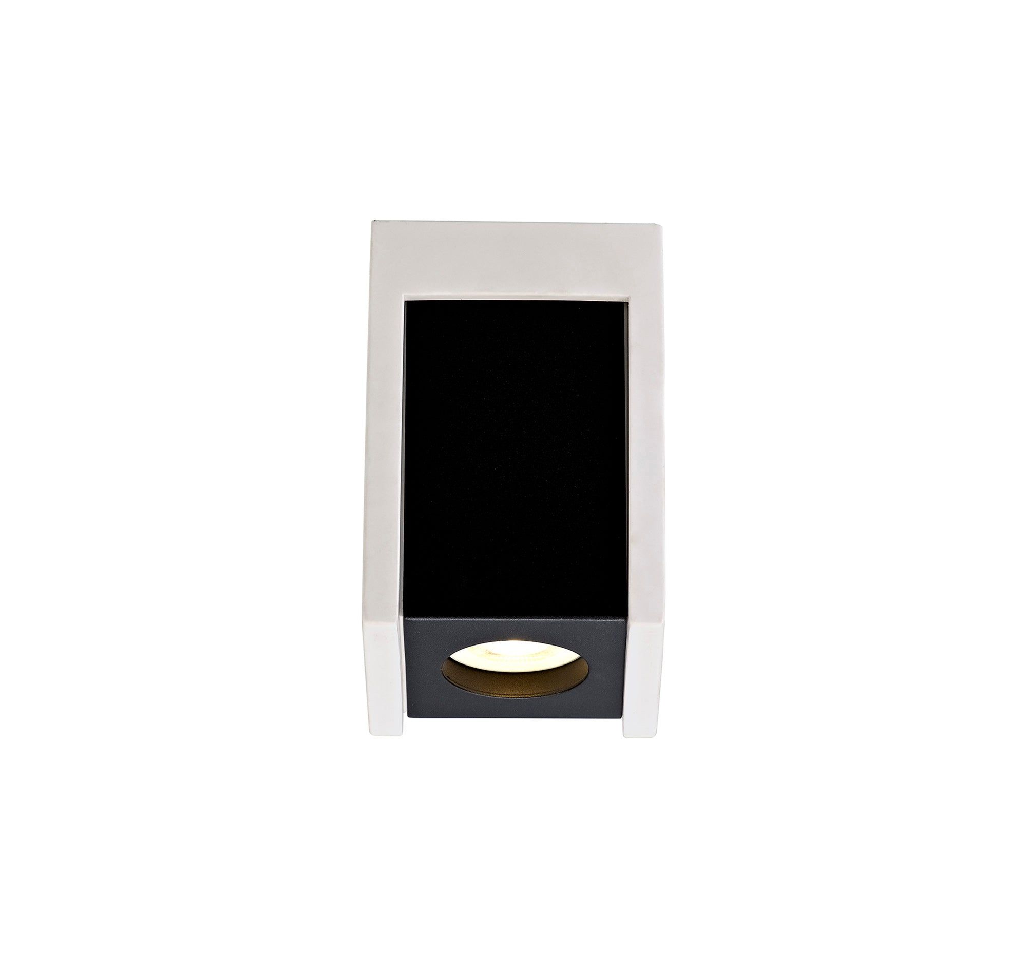 Eclectic 1 Light Square Ceiling GU10, White Paintable Gypsum With Matt Black Cover