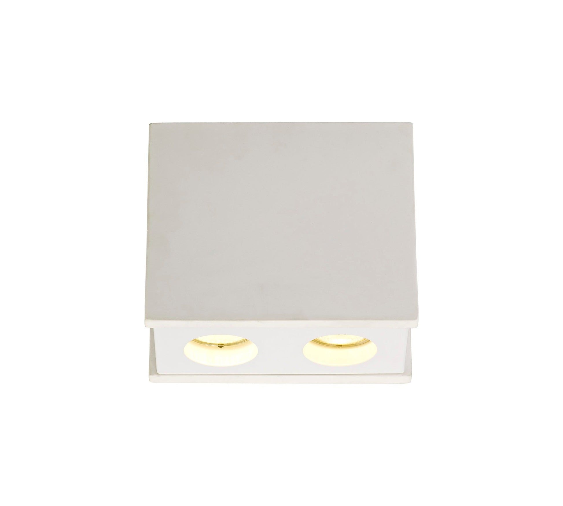 Eclectic 2 Light Rectangular Ceiling GU10, White Paintable Gypsum With Matt Black Cover/ Matt White Cover/Polished Chrome Cover