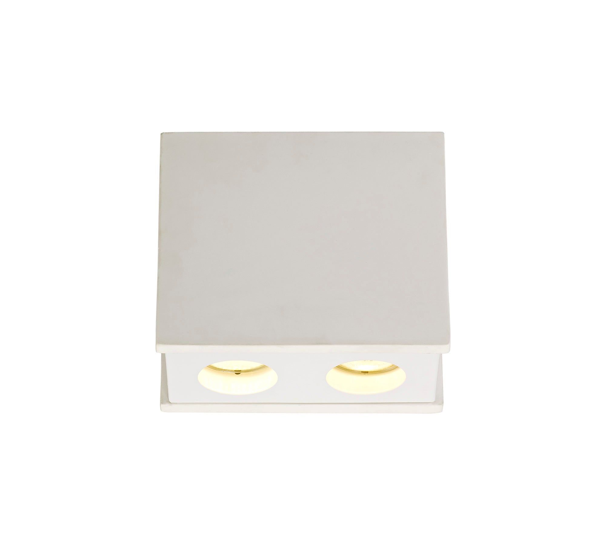 Eclectic 2 Light Rectangular Ceiling GU10, White Paintable Gypsum With Matt Black Cover/ Matt White Cover/Polished Chrome Cover