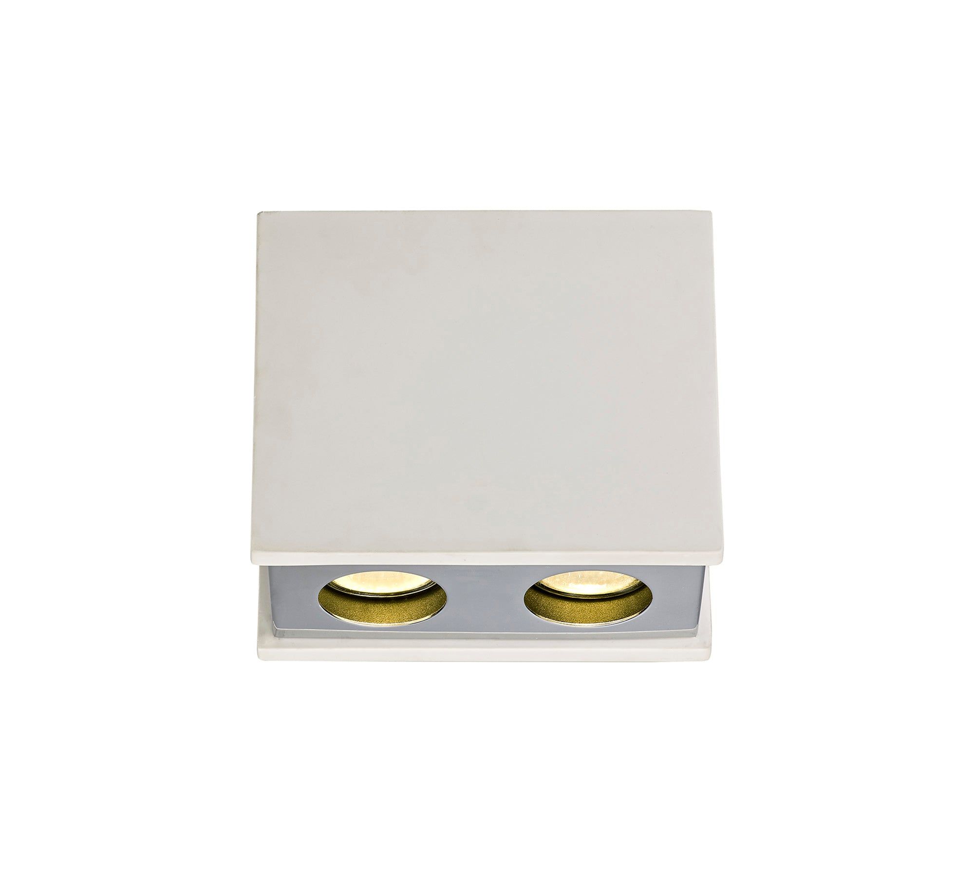 Eclectic 2 Light Rectangular Ceiling GU10, White Paintable Gypsum With Matt Black Cover/ Matt White Cover/Polished Chrome Cover