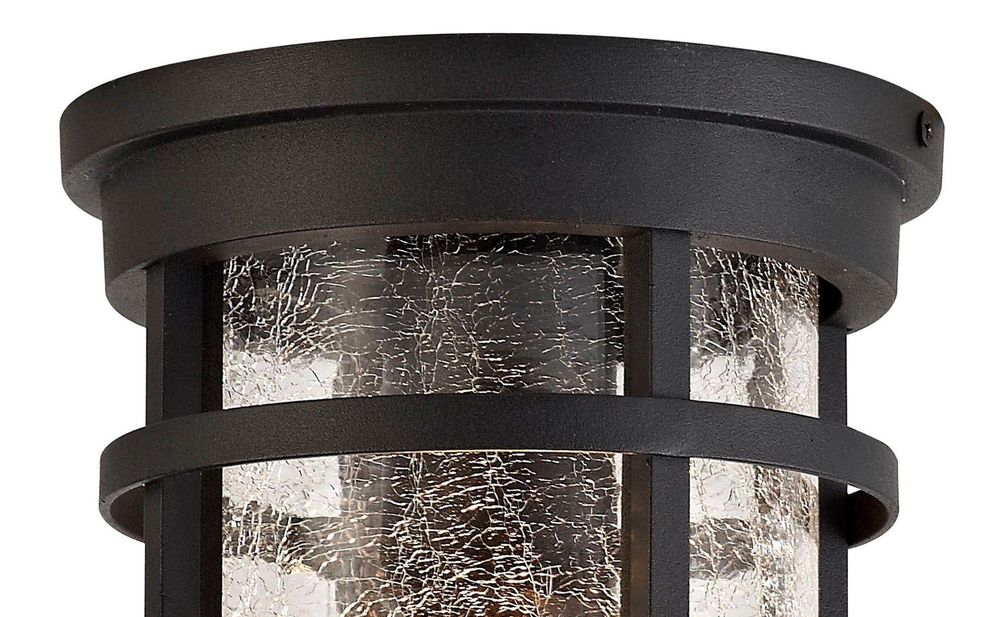 Secten Ceiling, 1 x E27, Black/Clear Crackled Glass, IP54, 2yrs Warranty