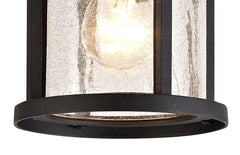 Secten Ceiling, 1 x E27, Black/Clear Crackled Glass, IP54, 2yrs Warranty