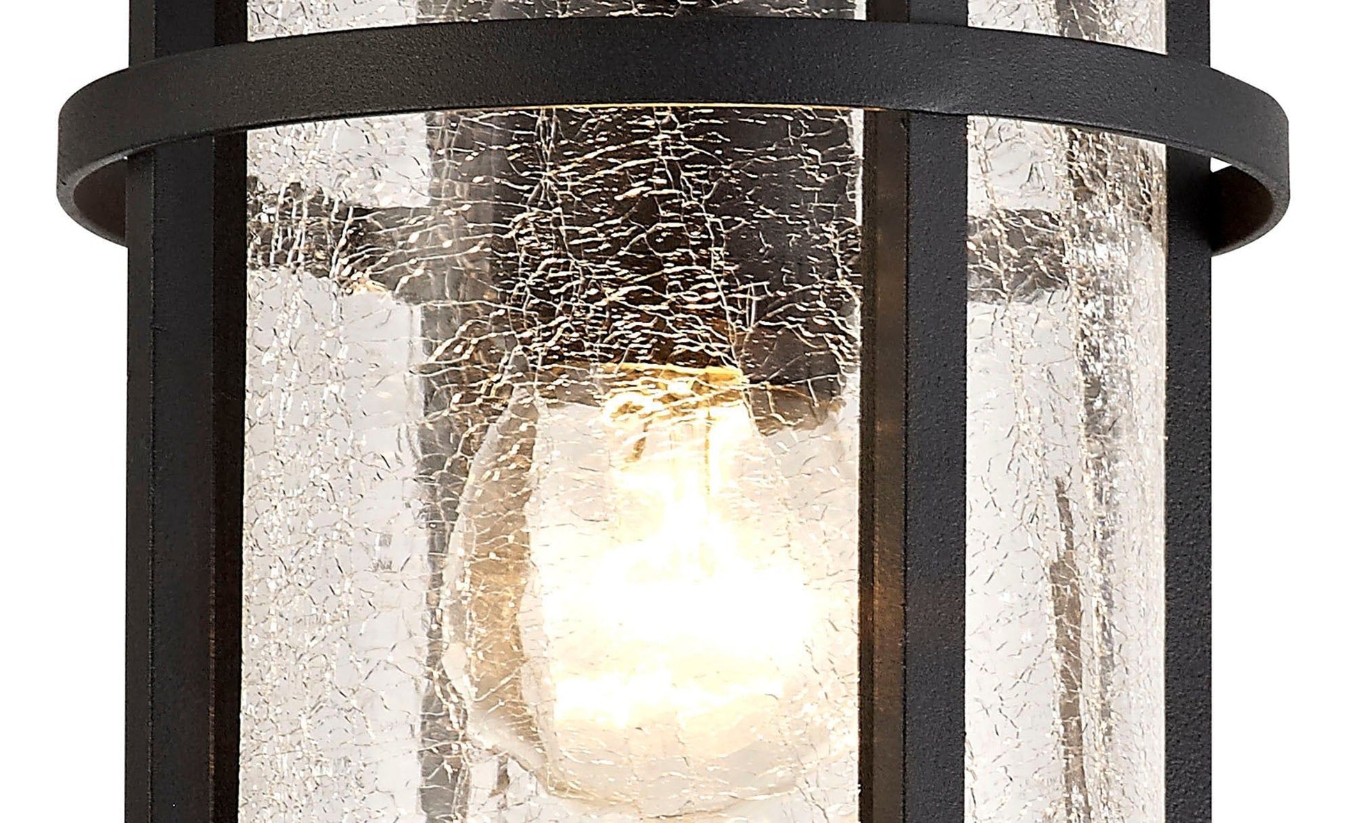Secten Ceiling, 1 x E27, Black/Clear Crackled Glass, IP54, 2yrs Warranty