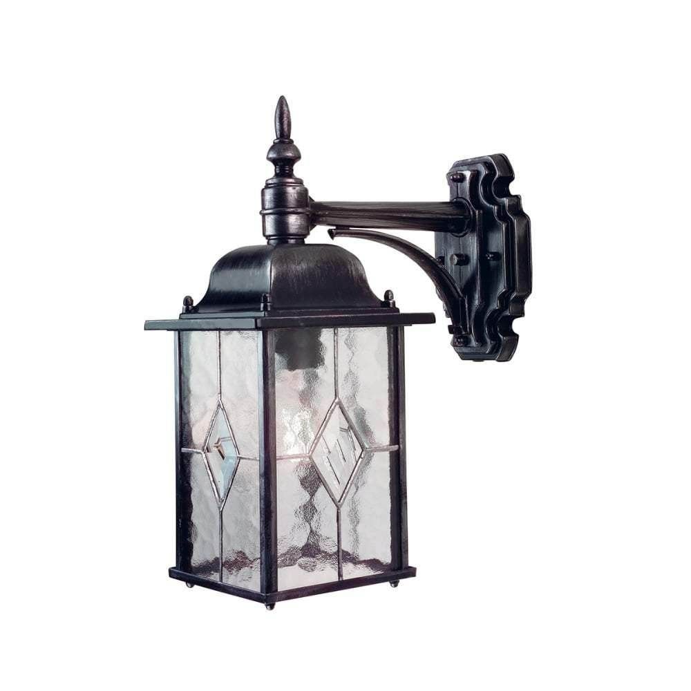Elstead Wexford 1 Light Down Wall Lantern - Black/Silver - Cusack Lighting