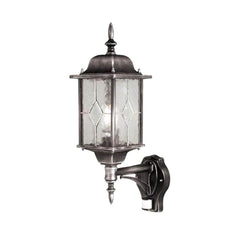 Elstead Wexford 1 Light Up Wall Lantern with PIR - Black/Silver - Cusack Lighting