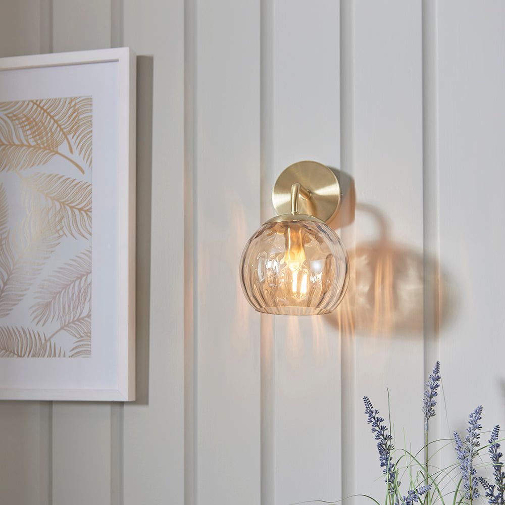 Amber Wall Light - Champagne Brass Finish