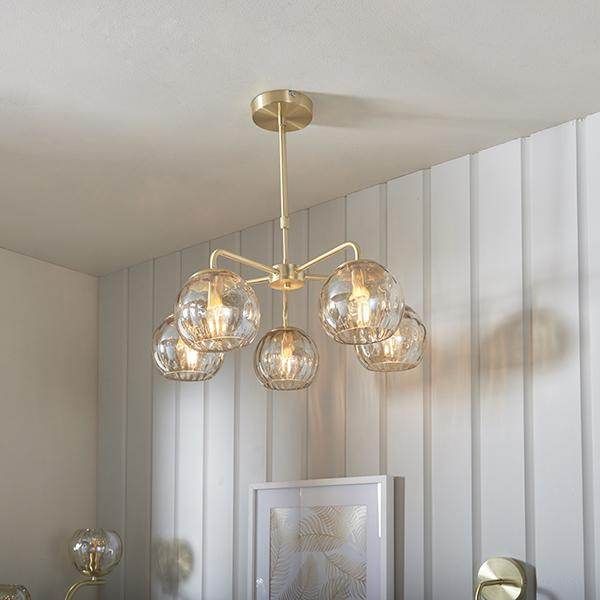 Amber 5lt Pendant 91969 | Brass - Cusack Lighting