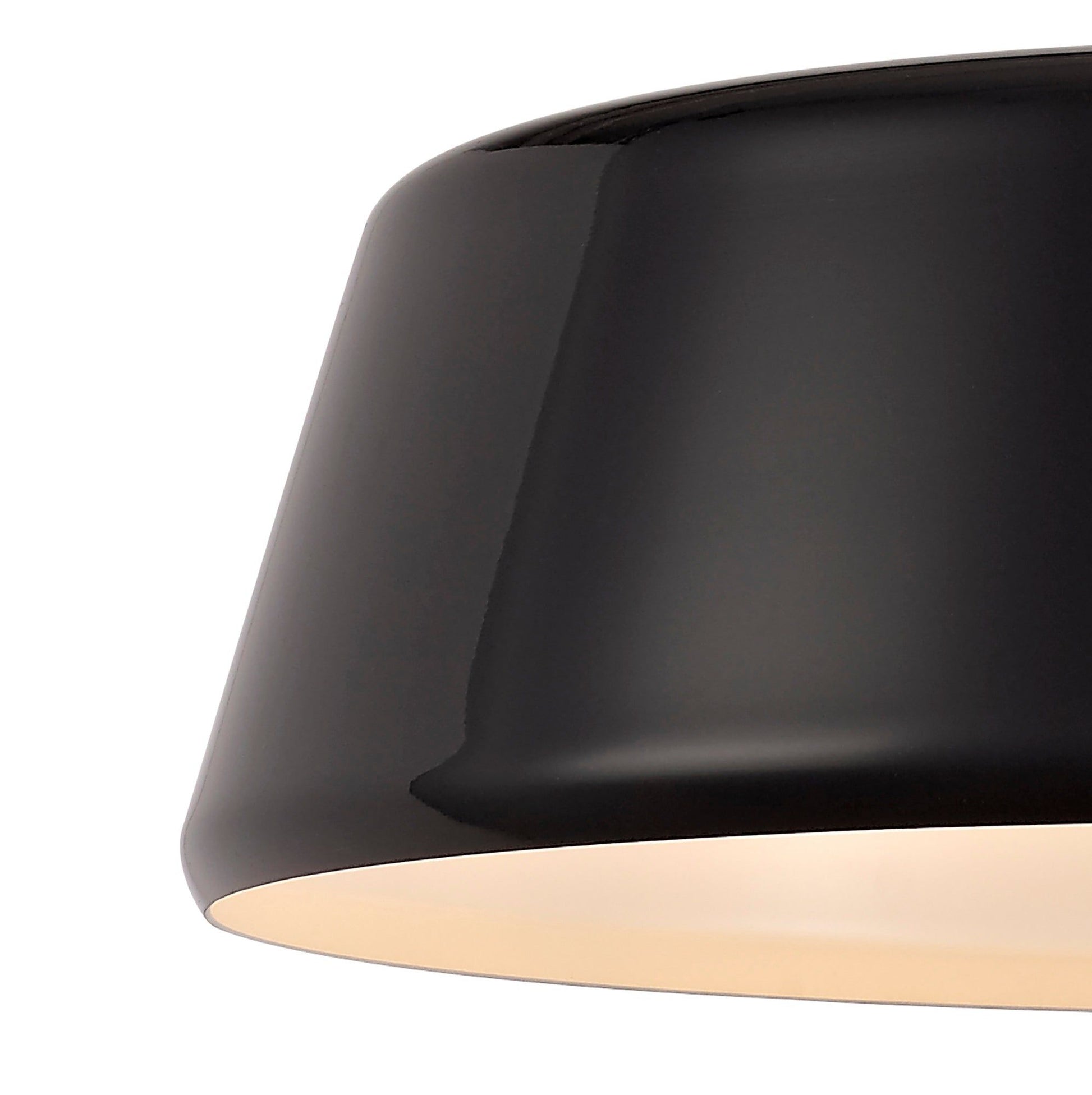 Equi Single Large Pendant, 1 Light Adjustable E27, Gloss Black/Gloss White