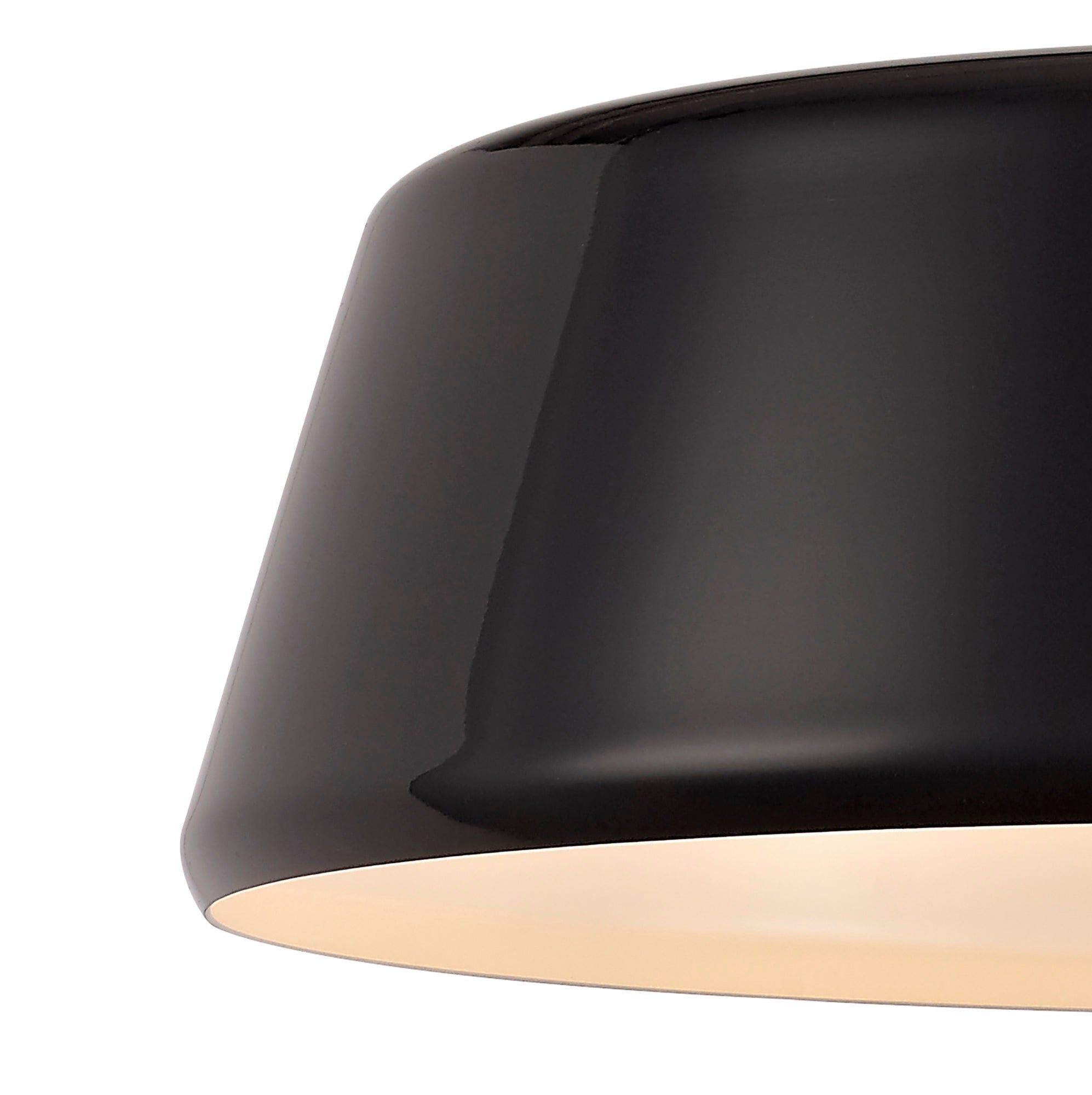 Equi Single Large Pendant, 1 Light Adjustable E27, Gloss Black/Gloss White