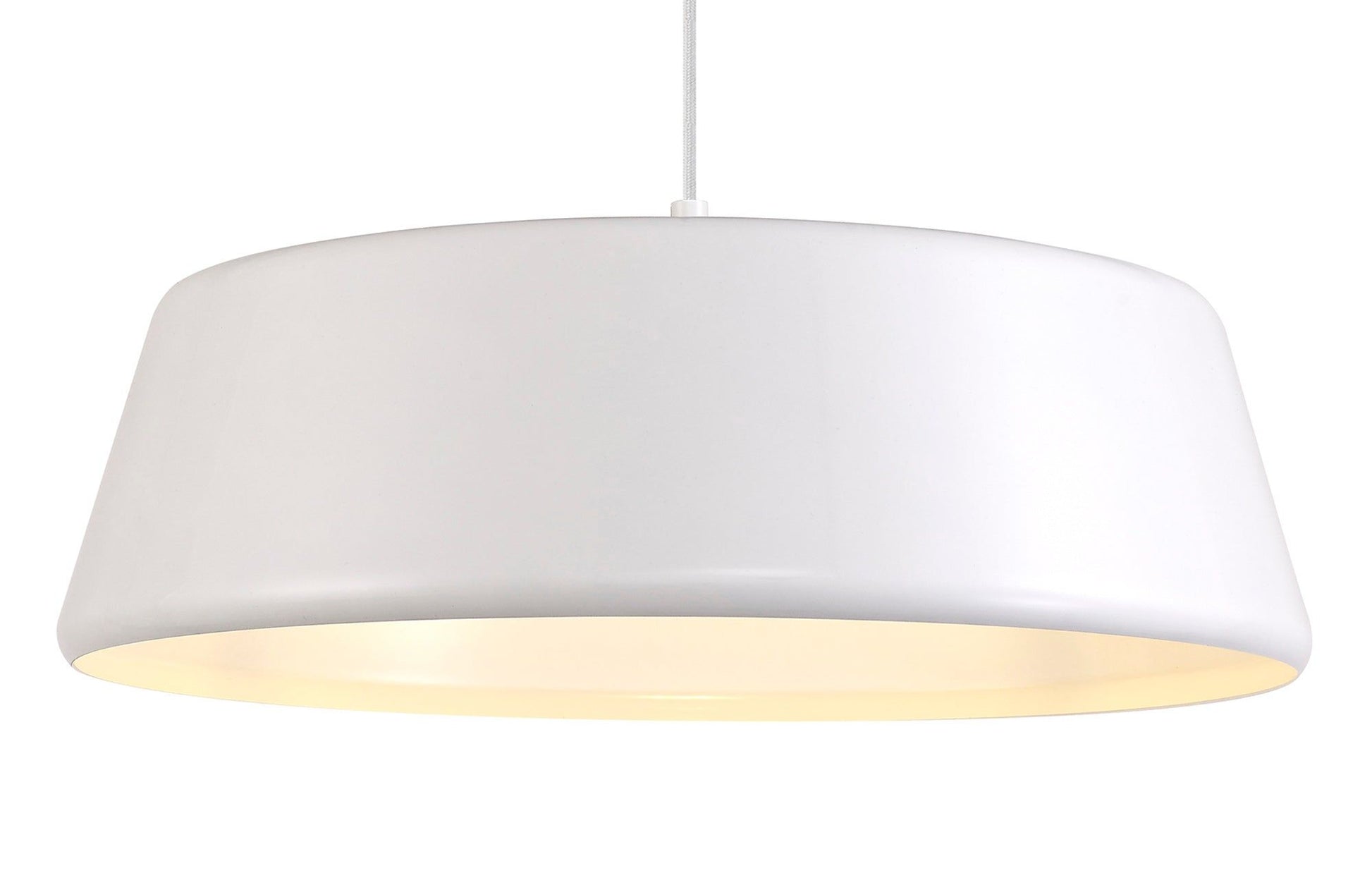 Equi Single Large Pendant, 1 Light Adjustable E27, Gloss Black/Gloss White