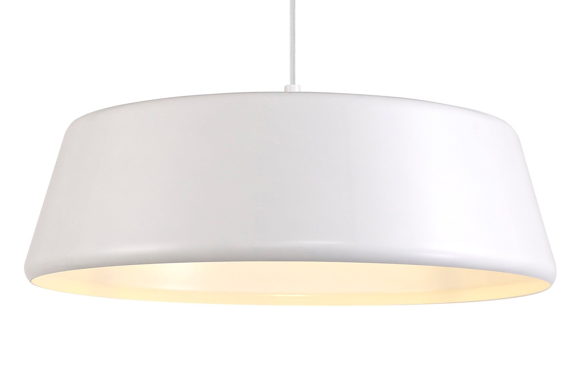Equi Single Large Pendant, 1 Light Adjustable E27, Gloss Black/Gloss White