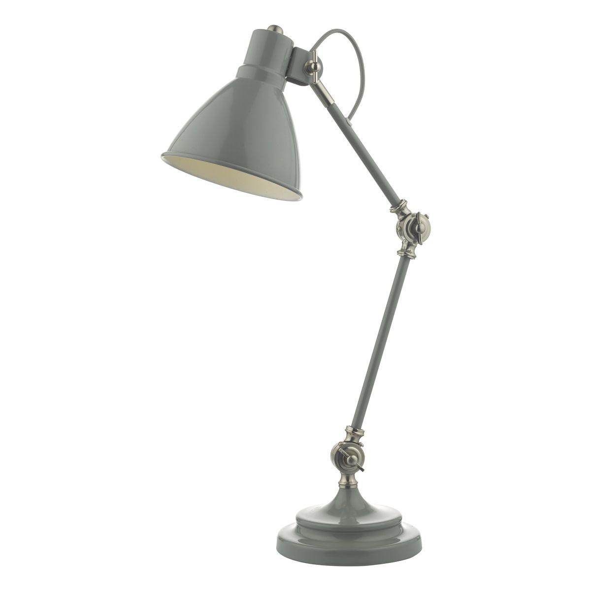 Dar Eunice Task Lamp Grey & Satin Nickel - Cusack Lighting