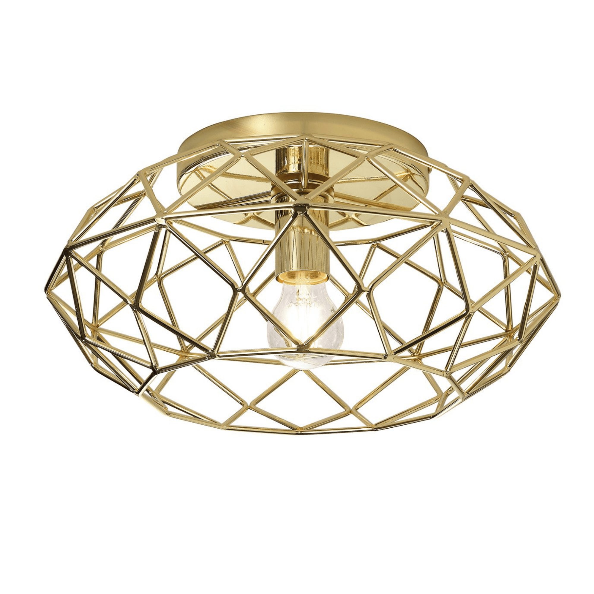 Evolve Flush Ceiling, 1 x E27, Polished Brass - Cusack Lighting