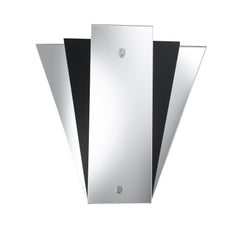 FAN STYLE MIRROR WALL LIGHT WITH MIRROR & BLACK GLASS BACK PANELS - Cusack Lighting