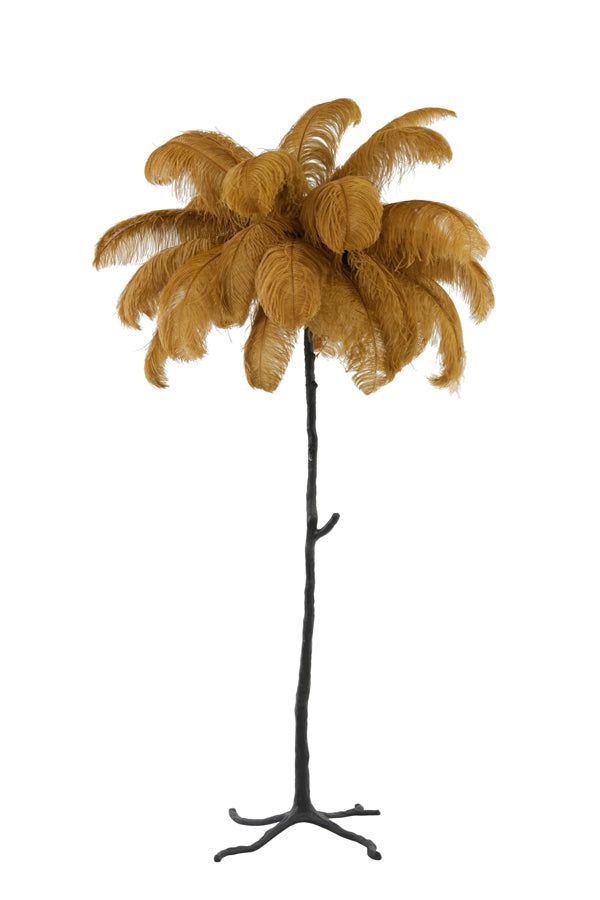 Feather Floor Lamp - Black & Caramel Finish