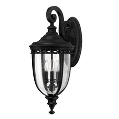 Feiss Small/Medium/Large/Extra Large Traditional Black Garden Wall Lantern with Speckled Glass