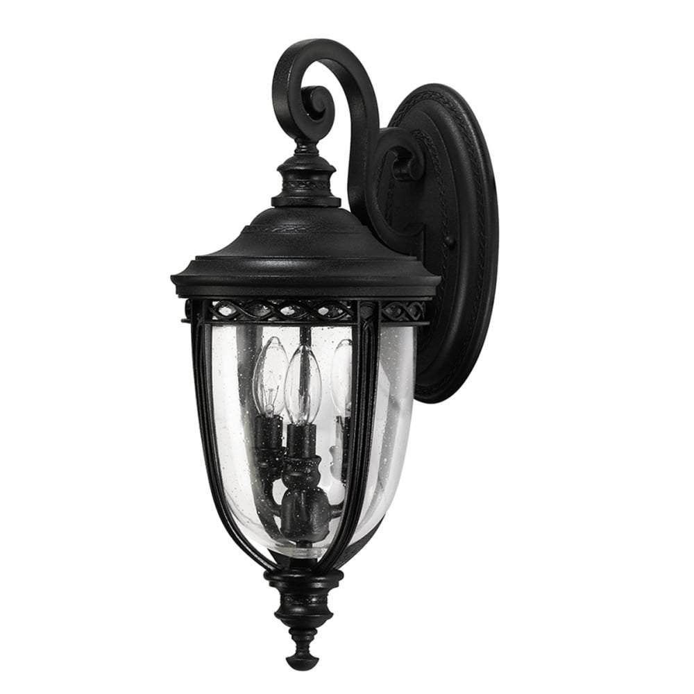 Feiss Small/Medium/Large/Extra Large Traditional Black Garden Wall Lantern with Speckled Glass