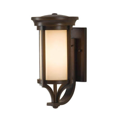 Feiss Heritage Bronze Small Wall Lantern with Tubular Scavo Glass Shade - Cusack Lighting