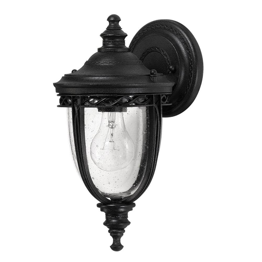 Feiss Small Traditional Black Garden Wall Lantern with Speckled Glass - Cusack Lighting