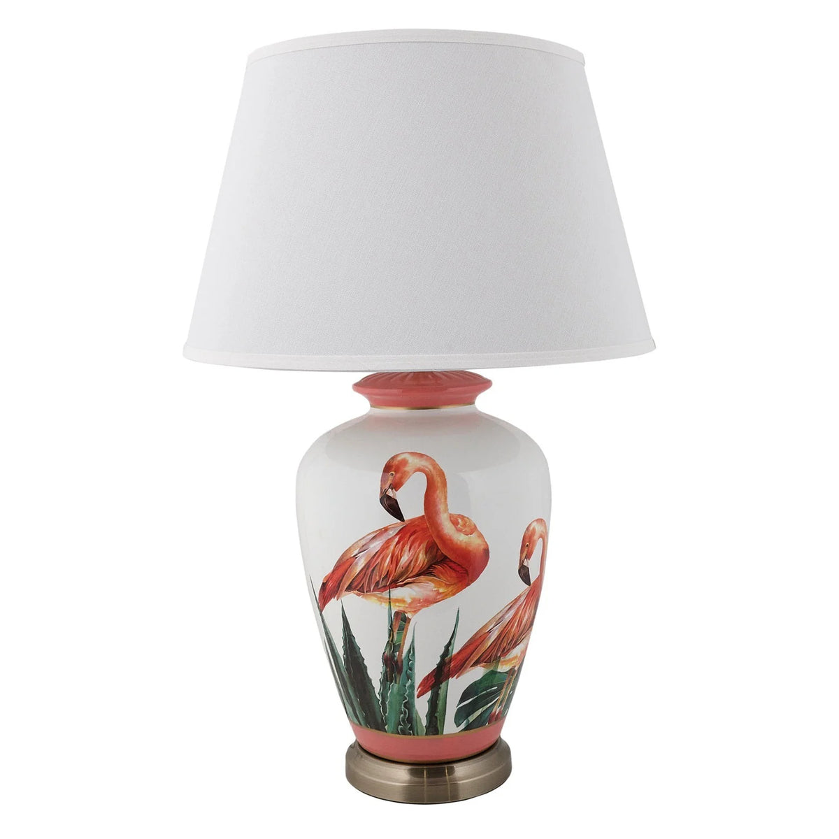 Flamingo Lamp - Flamingo Overlay & Antique Brass Finish