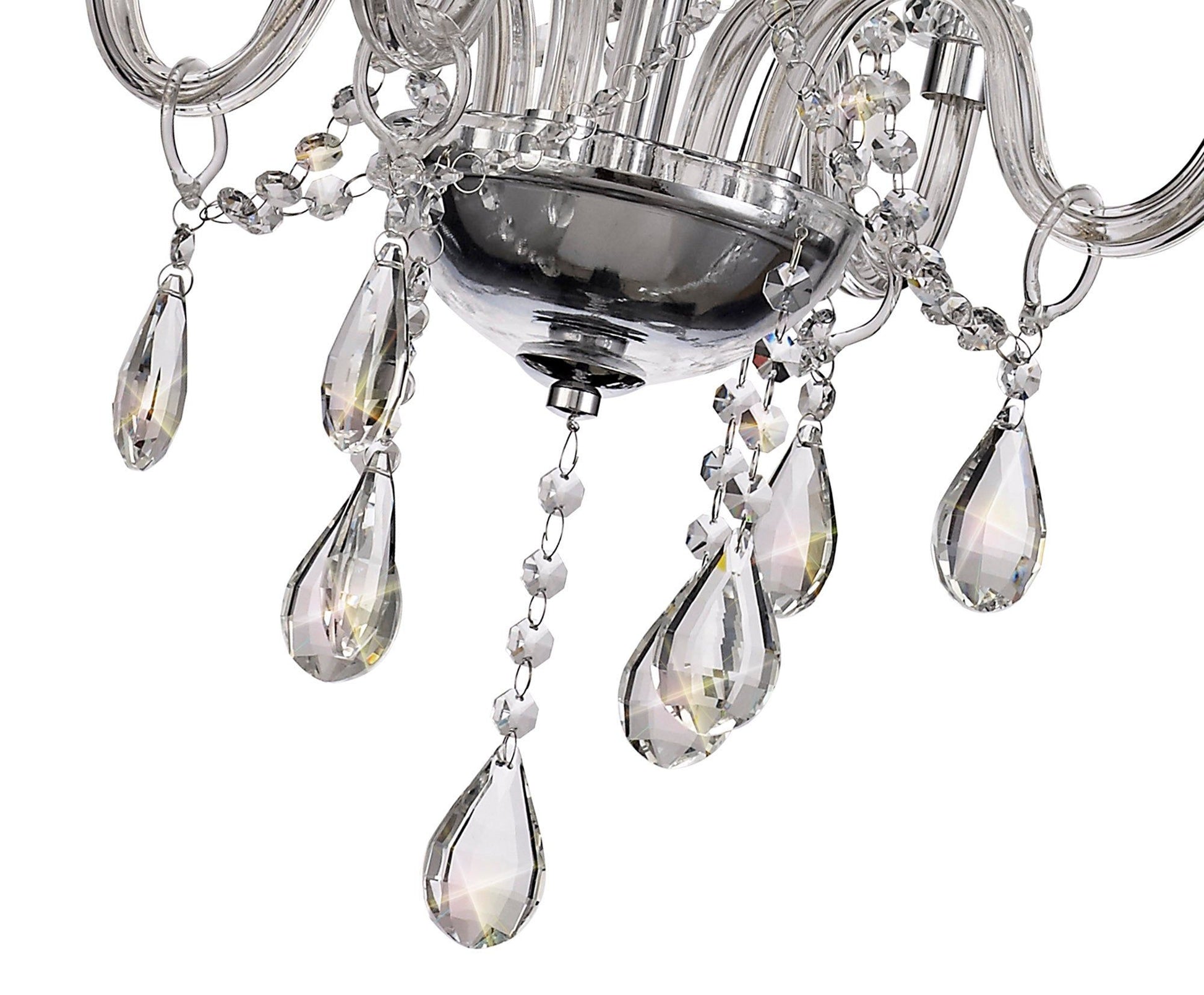 Floral Chandelier Pendant, 4/6/8 Light E14, Polished Chrome/Clear Glass/Crystal