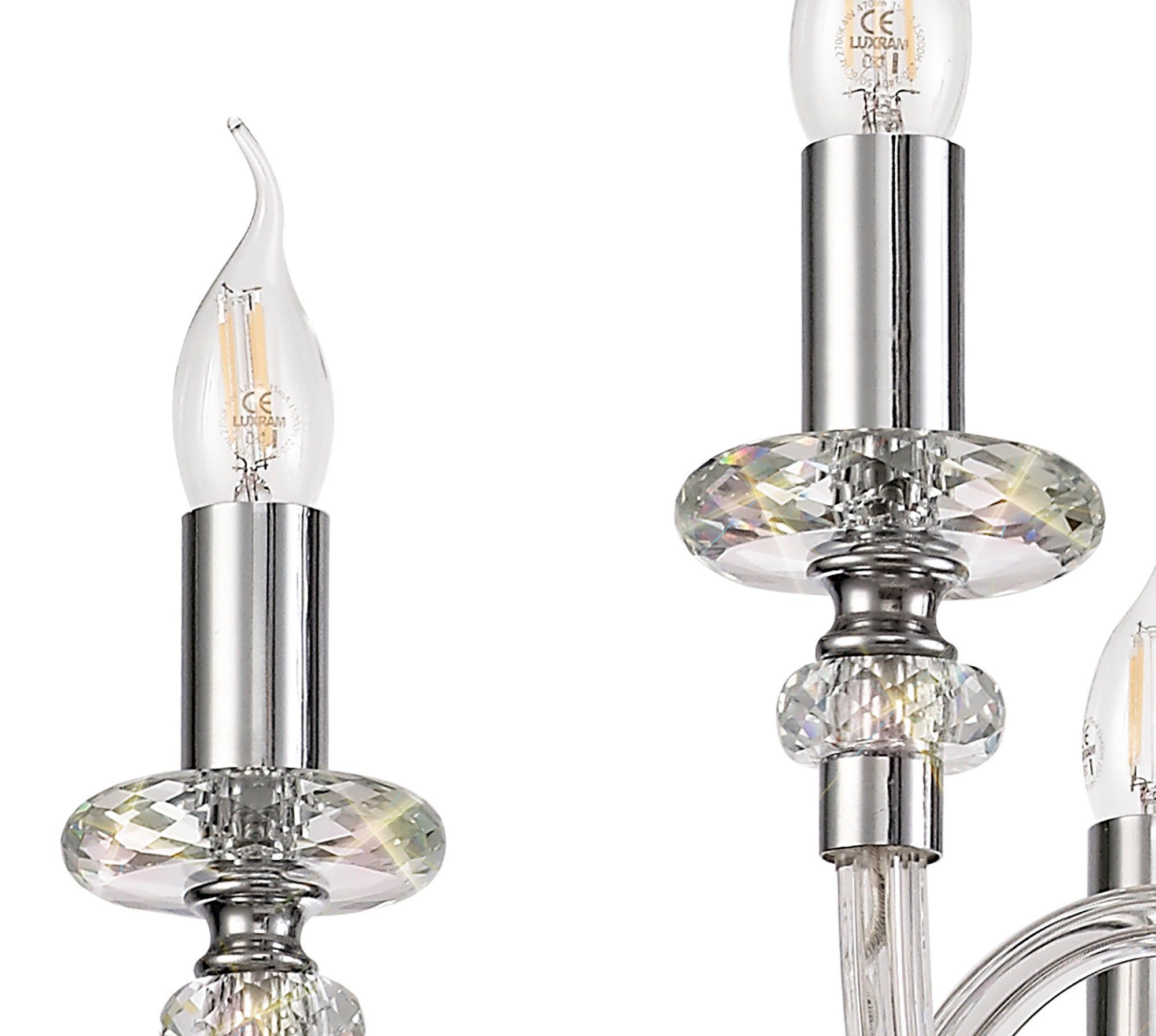 Floral Chandelier Pendant, 4/6/8 Light E14, Polished Chrome/Clear Glass/Crystal