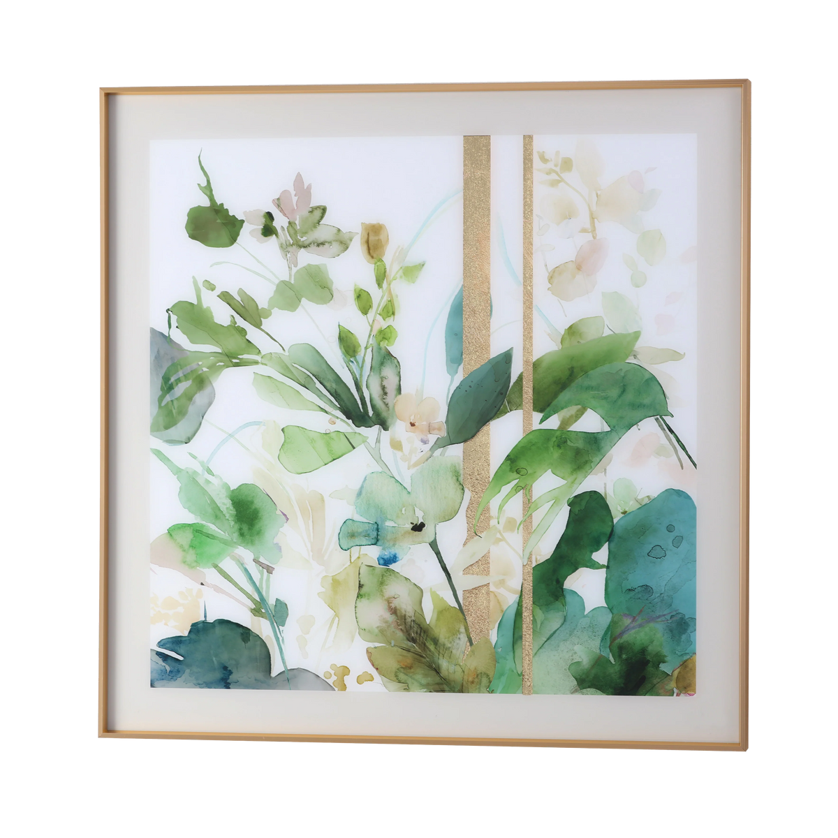 Floral Print Wall Art - Gold Finish Frame