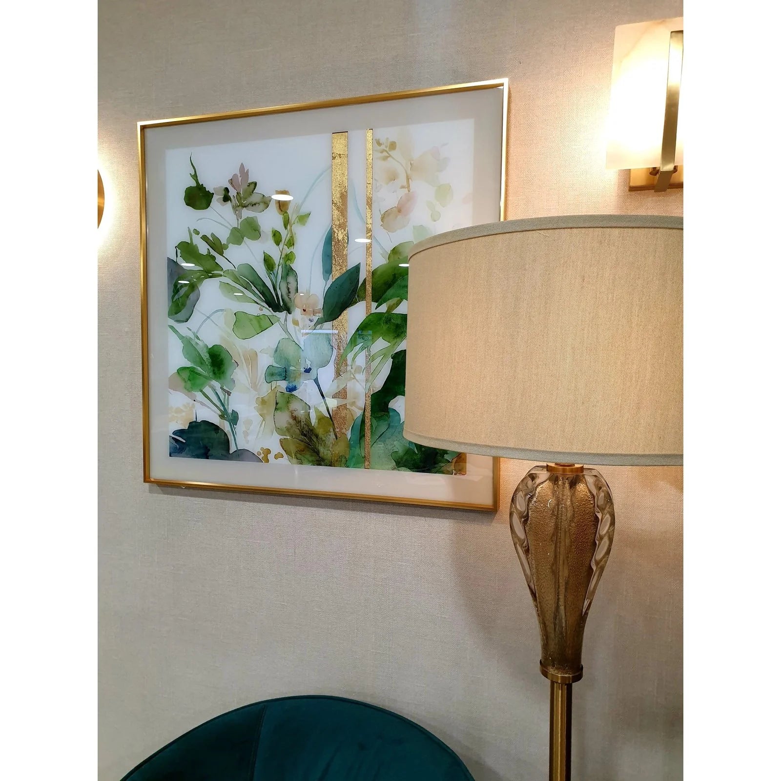 Floral Print Wall Art - Gold Finish Frame