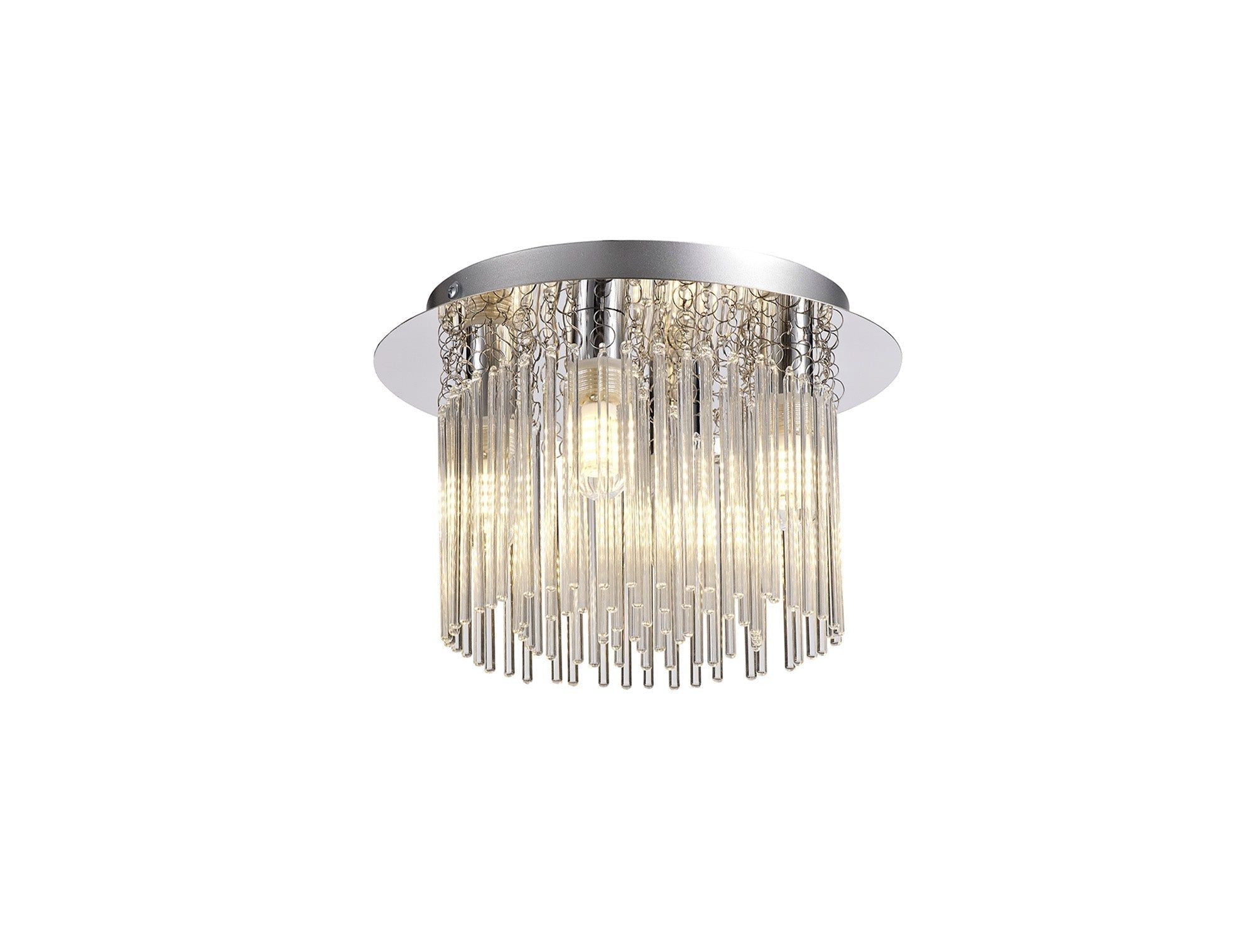 Floria Ceiling Light, 4 x G9, IP44, Polished Chrome & Clear Glass