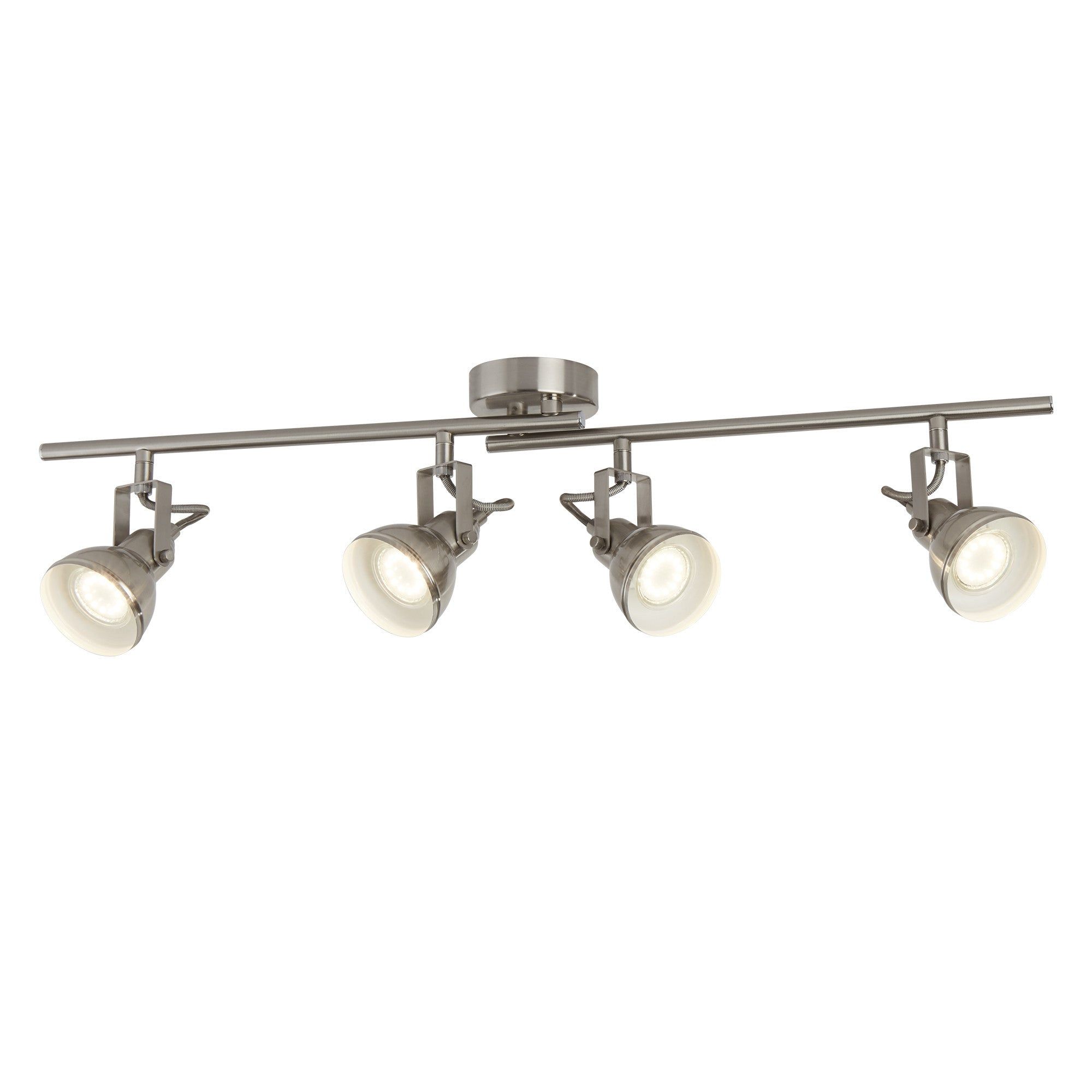 FOCUS 4 LIGHT SATIN SILVER INDUSTRIAL SPOTLIGHT BAR - Cusack Lighting