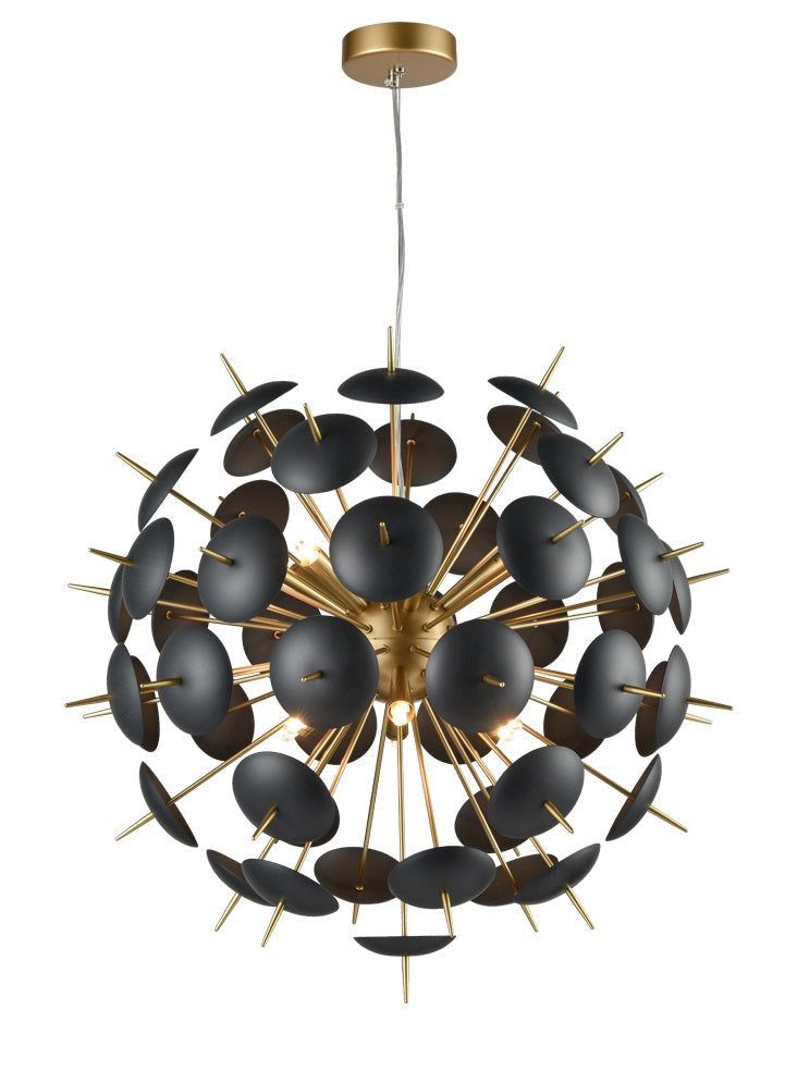 Tectonic 6/12Lt Centre Ceiling Light  - Matt Gold with Matt Black Discs