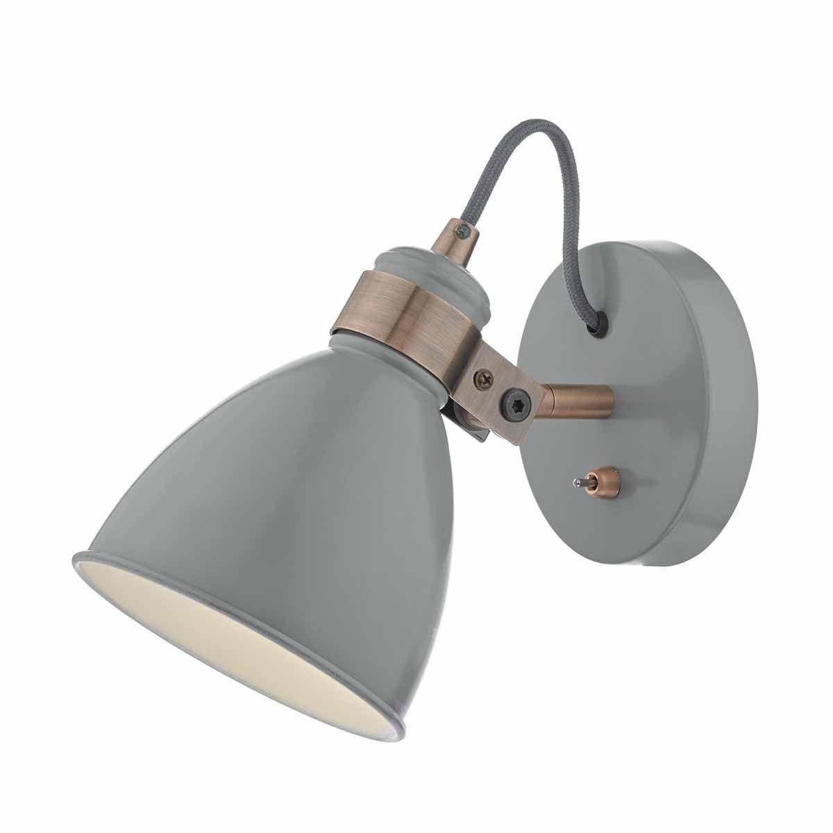 Dar Frederick Wall Light Grey & Copper Spotlight - Cusack Lighting
